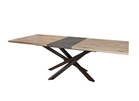 Tafel Sacha 190/240x100cm - melamine, metaal & marmer - canyon oak