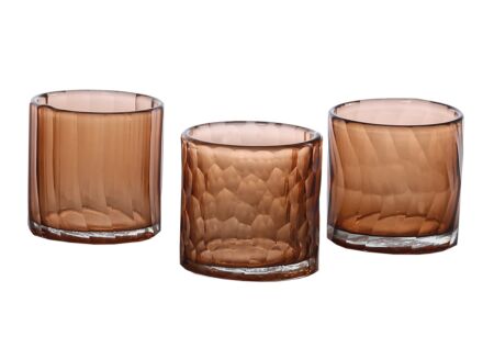 Theelichthouder Cassis Ø7x7cm - glas - bruin