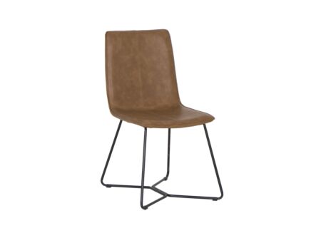 Stoel Zigzag 46x60x90cm - lederlook - cognac