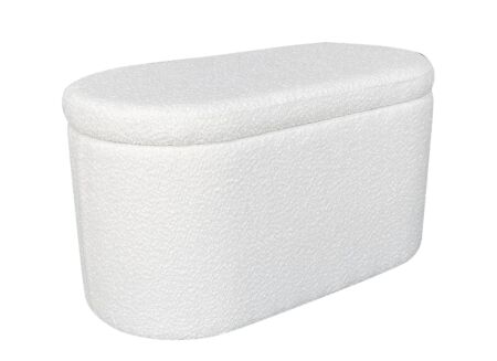 Poef Suzanna met opbergruimte 82x42cm bouclé wit