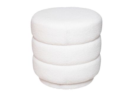 Poef Boucle Ø40cm stof wit