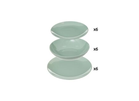 Serviesset Colorama 18-delig - stoneware - muntgroen