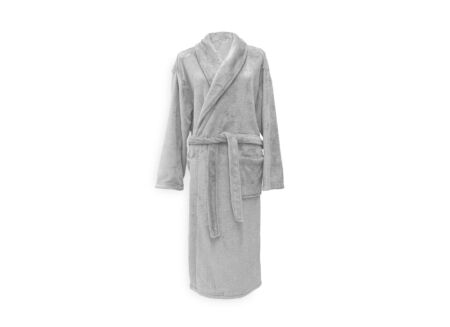 Badjas L flanel pearl grey