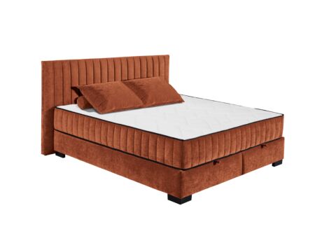 Lit box Nagol C  160x200cm - tissu - cognac avec rangement