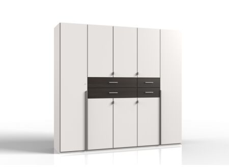 Kleerkast Denver 225cm - decor - wit/carbon eik