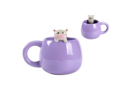 Mok Charm Hippo 45cl H8,4cm - keramiek - paars