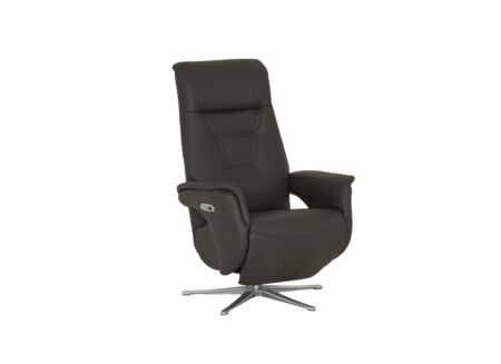 Relaxzetel Adamello elekrisch leder en lederlook bruin