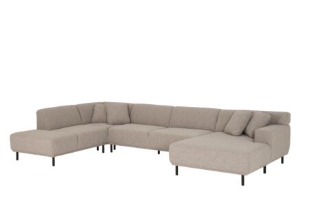 Hoeksalon Kent 390x230cm - stof - grijs