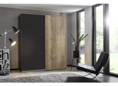 Schuifdeurkast 181cm - decor - metallic grijs