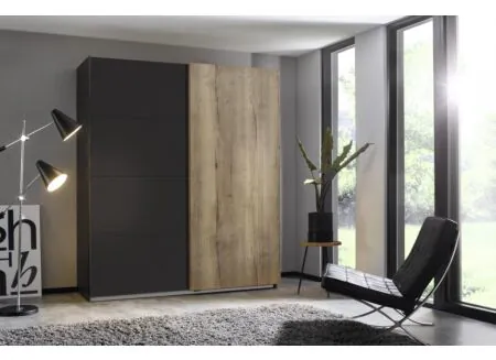 Schuifdeurkast 181cm - decor - metallic grijs