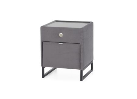Nachtkastje Linea 44,5x44,5x43cm - lederlook - grijs