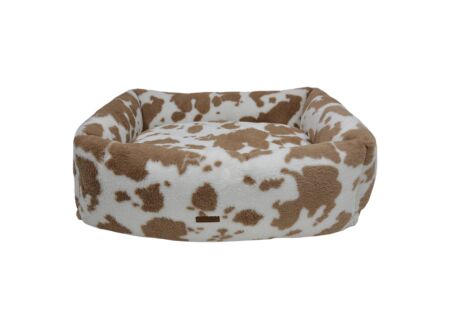 Hondenmand Cow Plush Classic 95x75x30cm - stof - wit & bruin