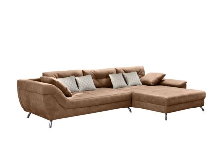 Hoeksalon San Francisco 355x218cm - stof - cognac