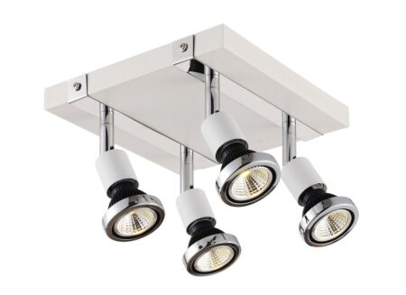 LED spot met 4 spots 5W GU10 chroom wit