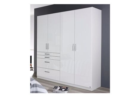 Kleerkast 181cm - decor - hoogglans wit
