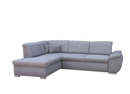 Hoeksalon Caro 197x272cm - stof - middengrijs met bedfunctie en opbergruimte