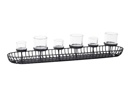 Theelichthouder Cleveland 80cm - metaal & glas - zwart