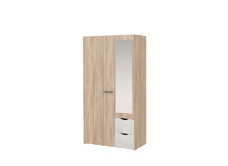 Kleerkast Tempo 101cm - decor - bruin/wit