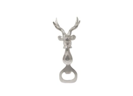 Flessenopener Hert H19cm - aluminium - zilver