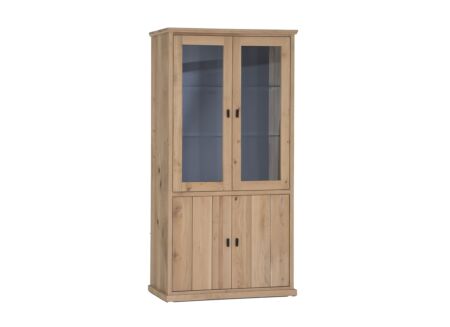 Vitrinekast Grimaldi 120cm - eik massief - naturel