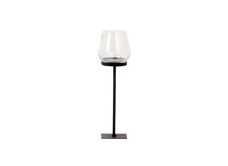 Windlicht Laurentius H45cm - metaal & glas - zwart