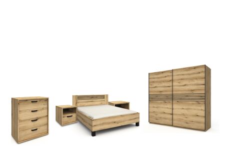 Slaapkamer Kato met bed 160x200cm - melamine - kleerkast 250cm