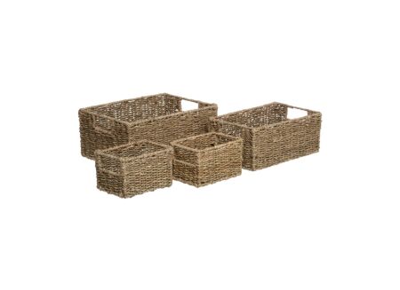 Opbergmand Seagrass 24x32x14cm set van 4