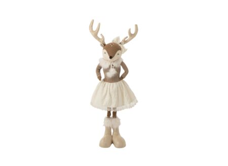 Kerstdecoratie Eland H113cm - stof - beige