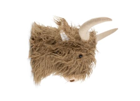 Knuffel Wanddecoratie Schotse Highlander H25cm - polyester - bruin