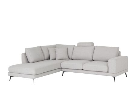 Hoeksalon Eston  284x219cm - stof - lichtgrijs
