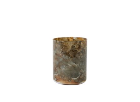Theelichthouder Dalino H13cm - glas - blauw & bruin