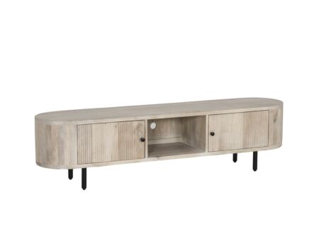 Tv-meubel Limes 180cm - mango massief - wit & beige