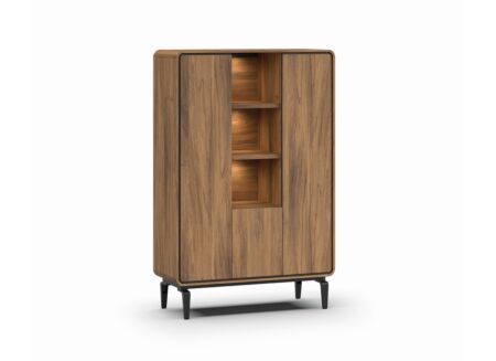 Meuble Bar 115cm - mélamine - brushed walnut nature