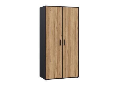 Kleerkast Mokkaro 95cm - decor - zwart/kastanje eik