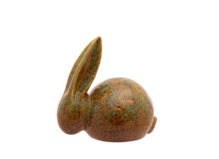 Beeldje Konijn Bicolor Mosterd H14,5cm