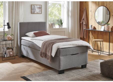 Boxspring BX1620 90x200cm met opbergruimte stof lichtgrijs