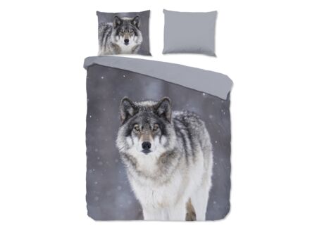 Dekbedovertrek Wolfie 200x220cm - flanel - grijs