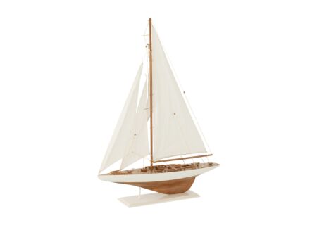 Deco Zeilboot H94cm - hout - wit/naturel
