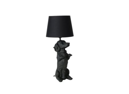 Tafellamp Dackel E27 H44,5cm - polystone - mat zwart