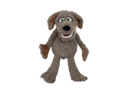 Handpop Locke de kleine hond H45cm - polyester - bruin