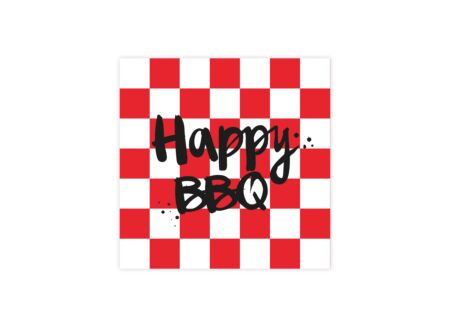 Serviette Happy BBQ 33x33cm - papier - rood & wit - 20 stuks