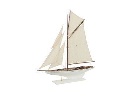 Deco Zeilboot H95cm - paulownia massief - wit