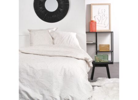 Dekbedovertrek Sunshine  260x240cm - katoen - wit & beige
