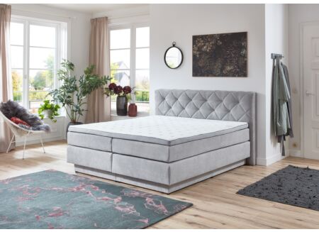 Boxspring BX2060 180x200cm met opbergruimte stof lichtgrijs