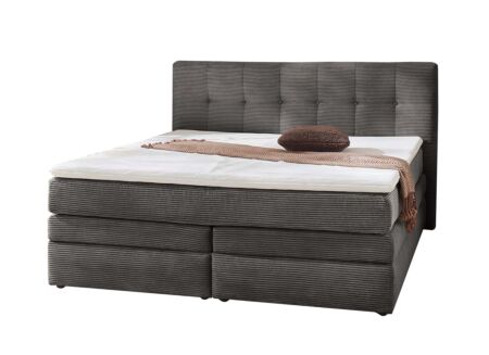 Boxspring Amy 180x200cm - stof - donkergrijs met opbergruimte