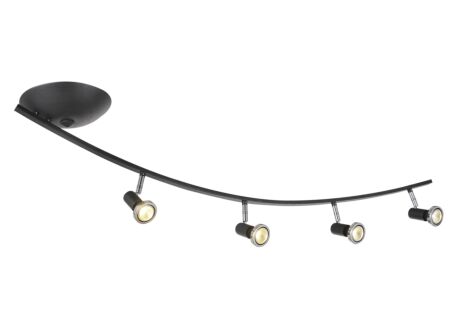 LED spot met 4 spots 5W GU10 chroom zwart