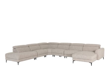 Hoeksalon Vix 396x336cm - stof - beige met relax