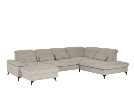 Hoeksalon Naja 353x255cm - stof - desert met bedfunctie en zitdiepteverstelling