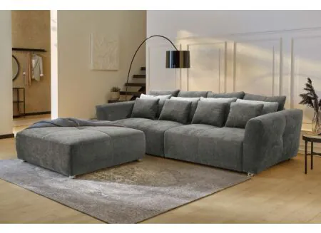 Foto ambiance - Pouf Gulliver 126x126x41cm - tissu - gris