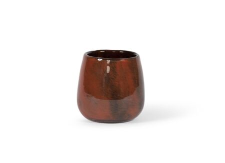 Theelichthouder H14cm - glas - rood & zwart